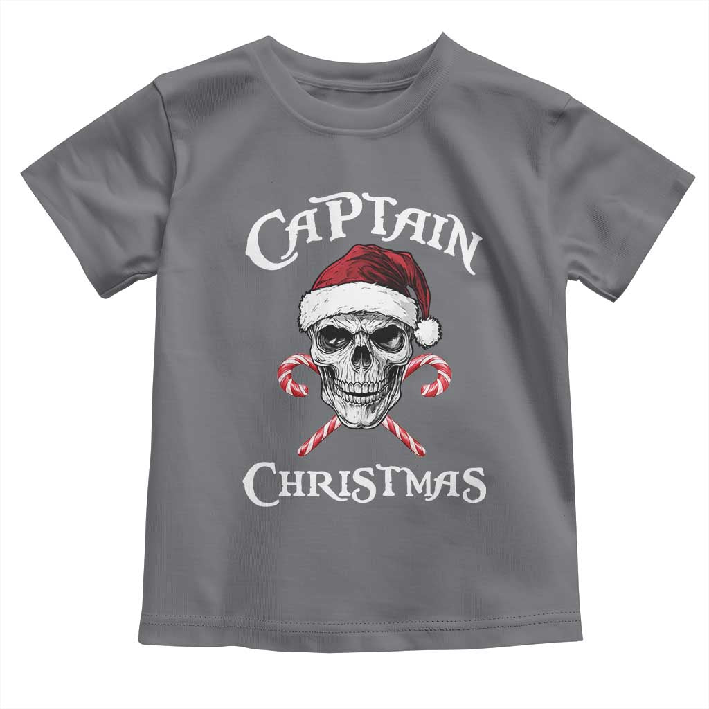 Funny Xmas Pirate Santa Toddler T Shirt Captain Christmas Skull Candy Canes TS11 Charcoal Print Your Wear