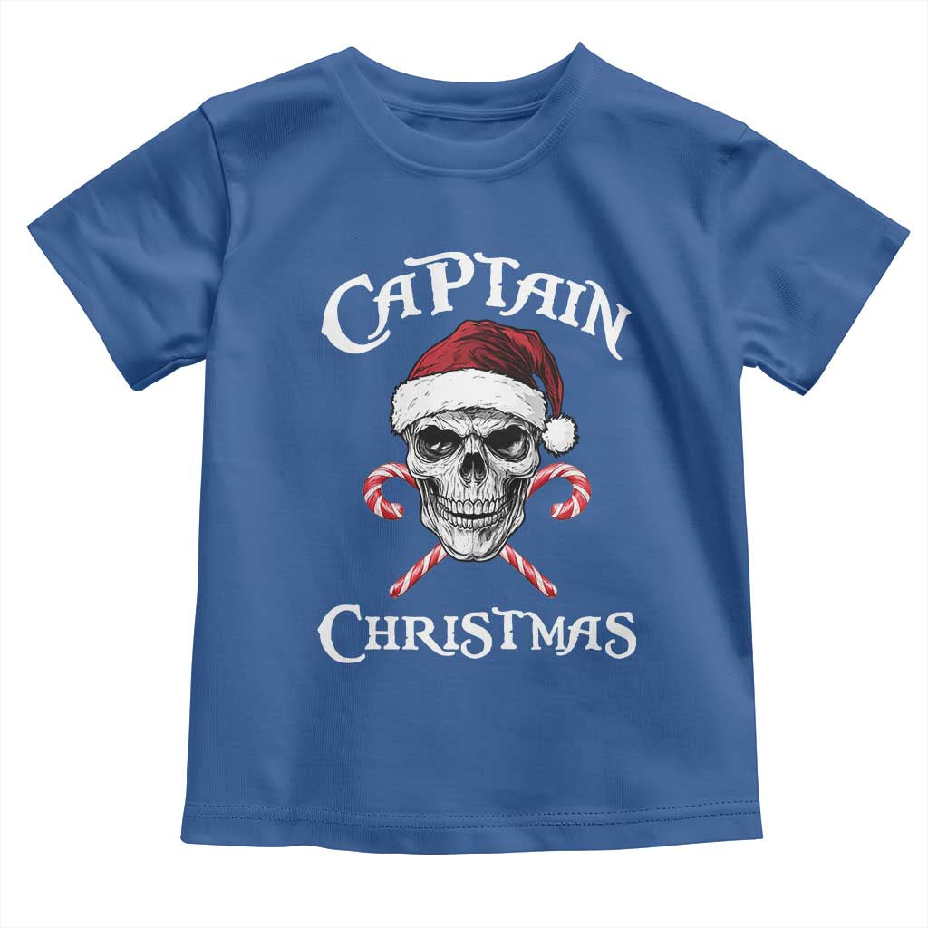 Funny Xmas Pirate Santa Toddler T Shirt Captain Christmas Skull Candy Canes TS11 Royal Blue Print Your Wear
