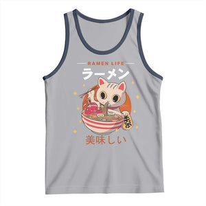 Funny Japanese Kawaii Cat Neko Ramen Tank Top TS11 Athletic Heather Navy Print Your Wear