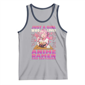 Funny Just A Girl Who Loves Anime Ramen And Sketching Tank Top Otaku Japanese Kawaii Anime Girl TS11 Athletic Heather Navy Print Your Wear