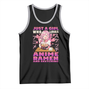 Funny Just A Girl Who Loves Anime Ramen And Sketching Tank Top Otaku Japanese Kawaii Anime Girl TS11 Black Athletic Heather Print Your Wear