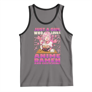 Funny Just A Girl Who Loves Anime Ramen And Sketching Tank Top Otaku Japanese Kawaii Anime Girl TS11 Deep Heather Black Print Your Wear