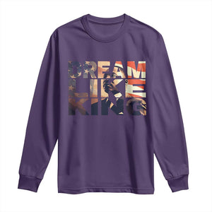 Dream Like King Dr. Martin Luther King Long Sleeve Shirt MLK Day Vintage American Flag TS11 Purple Print Your Wear