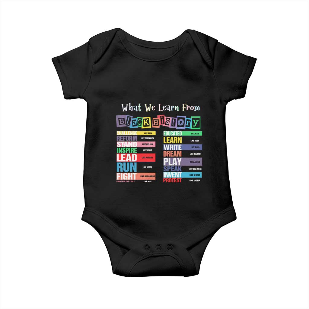 What We Learn From Black History Baby Onesie African American Pride TS11 Black Print Your Wear
