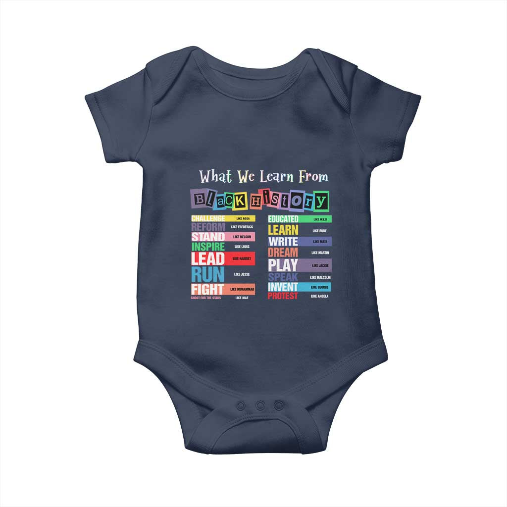 What We Learn From Black History Baby Onesie African American Pride TS11 Navy Print Your Wear