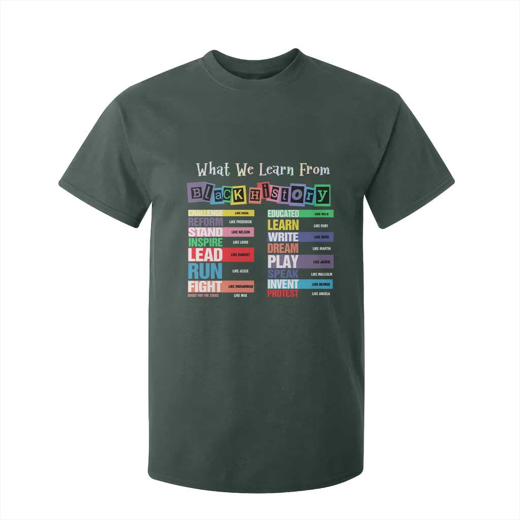What We Learn From Black History T Shirt For Kid African American Pride TS11 Dark Forest Green Print Your Wear