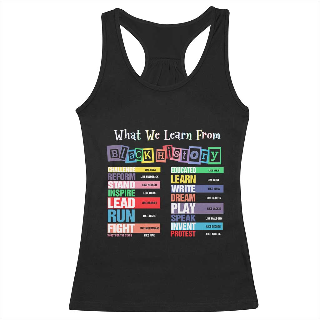 What We Learn From Black History Racerback Tank Top African American Pride TS11 Black Print Your Wear
