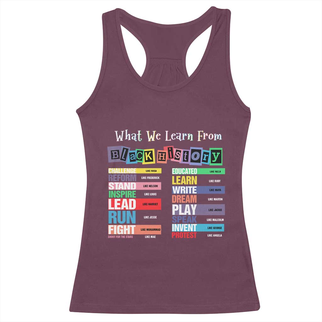 What We Learn From Black History Racerback Tank Top African American Pride TS11 Maroon Print Your Wear