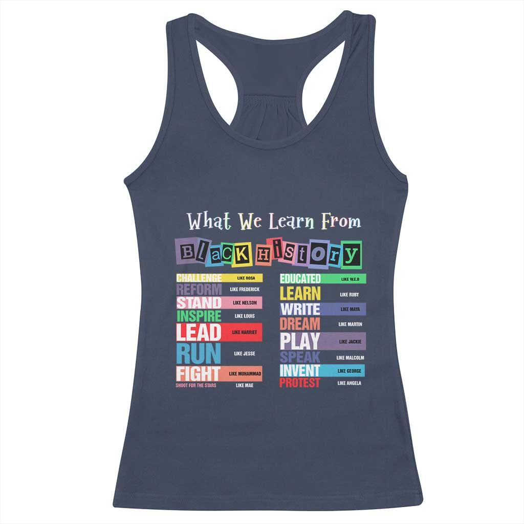 What We Learn From Black History Racerback Tank Top African American Pride TS11 Navy Print Your Wear