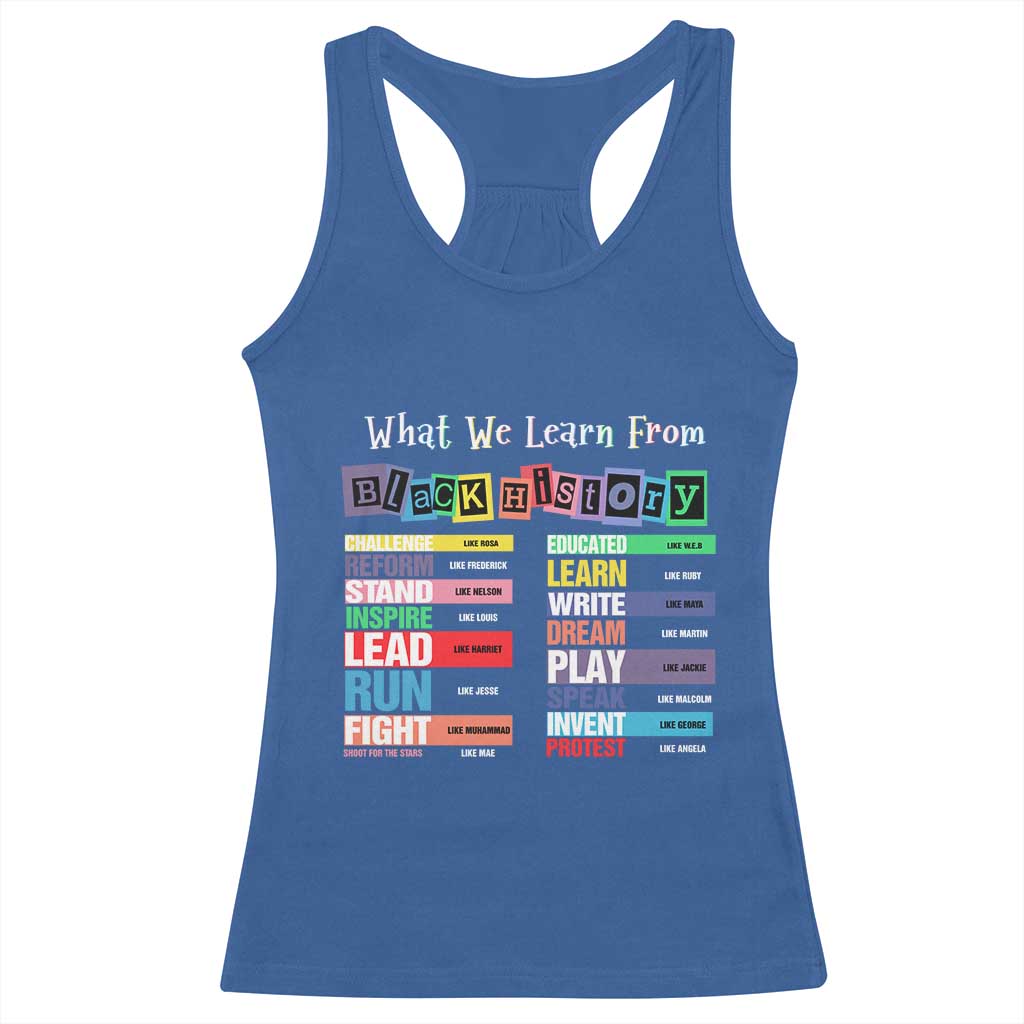 What We Learn From Black History Racerback Tank Top African American Pride TS11 Royal Blue Print Your Wear