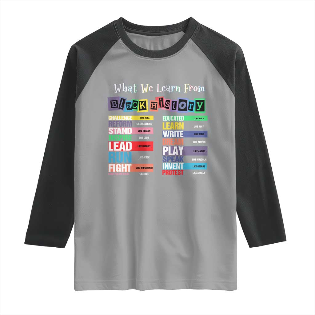 What We Learn From Black History Raglan Shirt African American Pride TS11 Sport Gray Black Print Your Wear