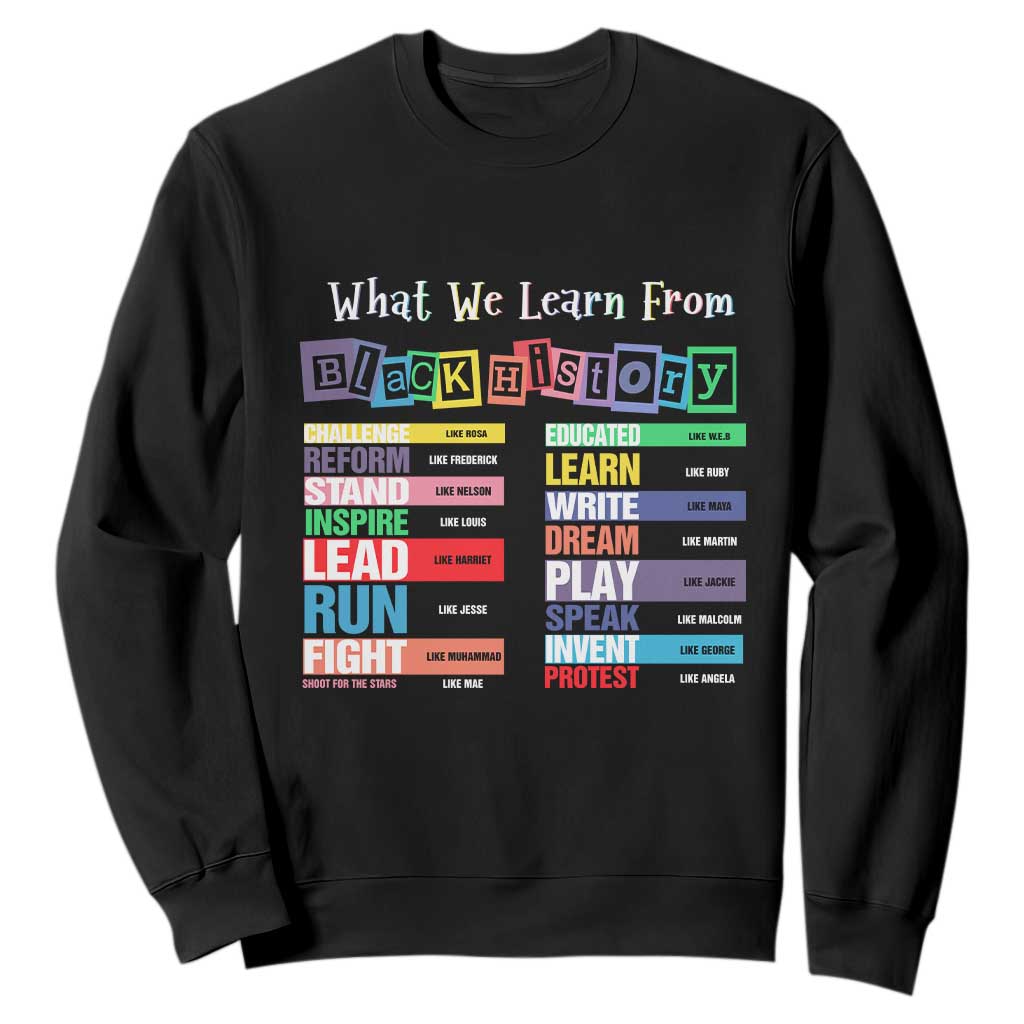 What We Learn From Black History Sweatshirt African American Pride TS11 Black Print Your Wear