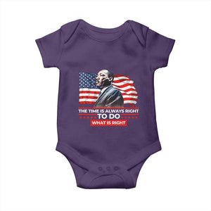 MLK Day The Time Is Always Right To Do What Is Right Baby Onesie Martin Luther King American Flag Black History Month TS11 Purple Print Your Wear