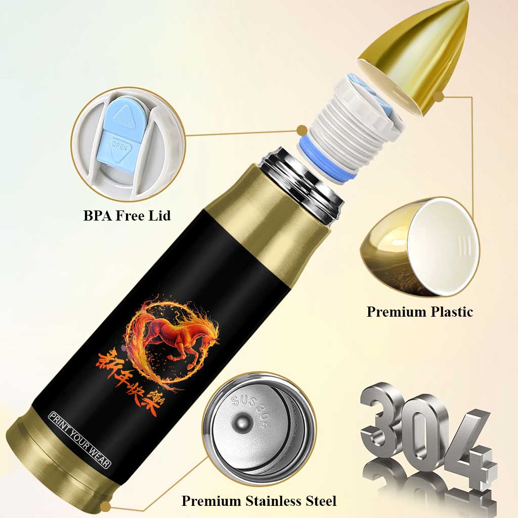Year of The Fire Horse 2026 Bullet Tumbler Chinese Zodiac Lunar New Year TS11 Print Your Wear