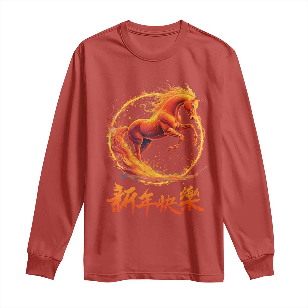 Year of The Fire Horse 2026 Long Sleeve Shirt Chinese Zodiac Lunar New Year TS11 Red Print Your Wear