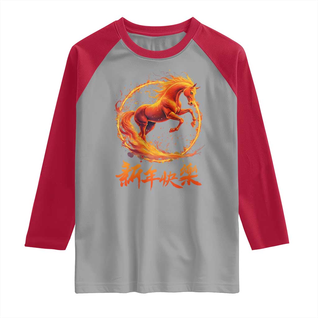 Year of The Fire Horse 2026 Raglan Shirt Chinese Zodiac Lunar New Year TS11 Sport Gray Red Print Your Wear