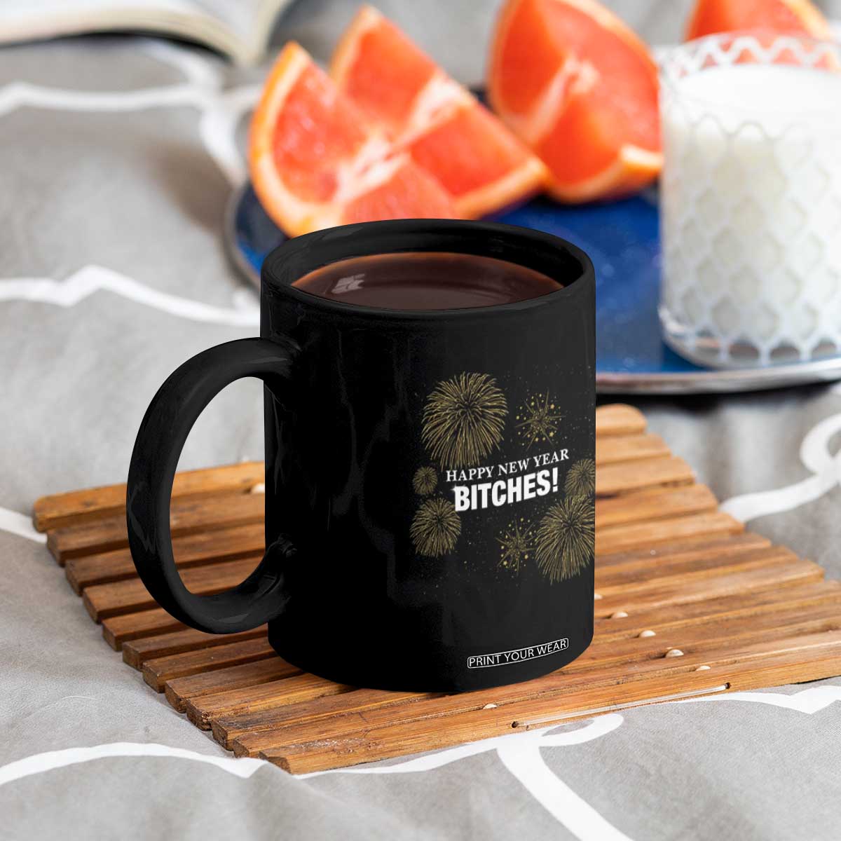 Funny Happy New Year Bitches Coffee Mug NYE Party Fireworks TS11 Print Your Wear