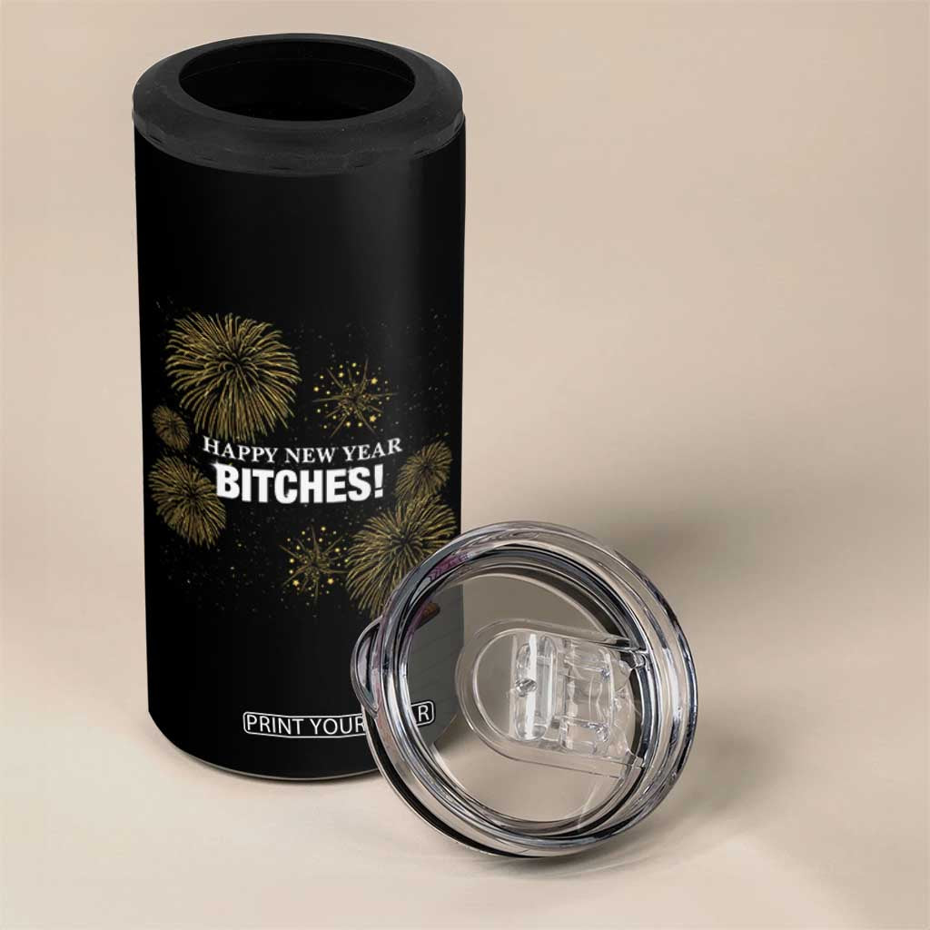 Funny Happy New Year Bitches 4 in 1 Can Cooler Tumbler NYE Party Fireworks TS11 Print Your Wear