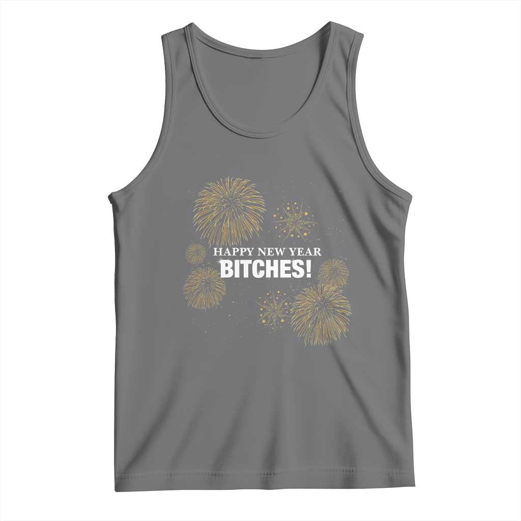 Funny Happy New Year Bitches Tank Top NYE Party Fireworks TS11 Black Heather Print Your Wear