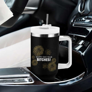 Funny Happy New Year Bitches Tumbler With Handle NYE Party Fireworks TS11 Print Your Wear