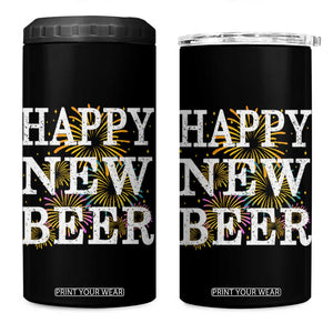 Funny Happy New Beer New Year 4 in 1 Can Cooler Tumbler NYE Party Beer Lover Firework TS11 One Size: 16 oz Black Print Your Wear