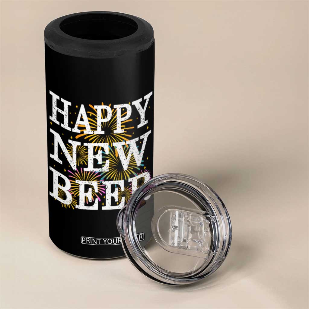 Funny Happy New Beer New Year 4 in 1 Can Cooler Tumbler NYE Party Beer Lover Firework TS11 Print Your Wear