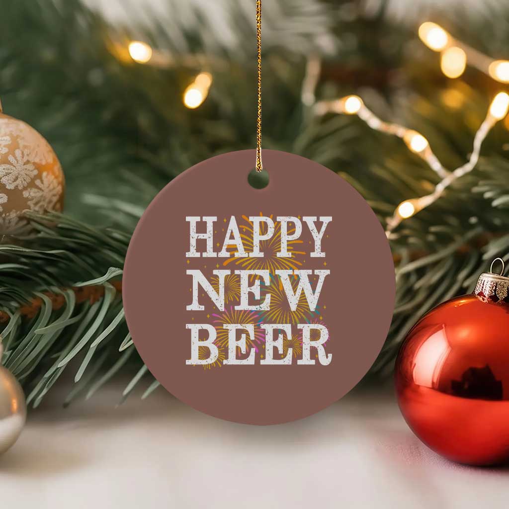 Funny Happy New Beer New Year Ceramic Ornament NYE Party Beer Lover Firework TS11 1pc Mocha Print Your Wear
