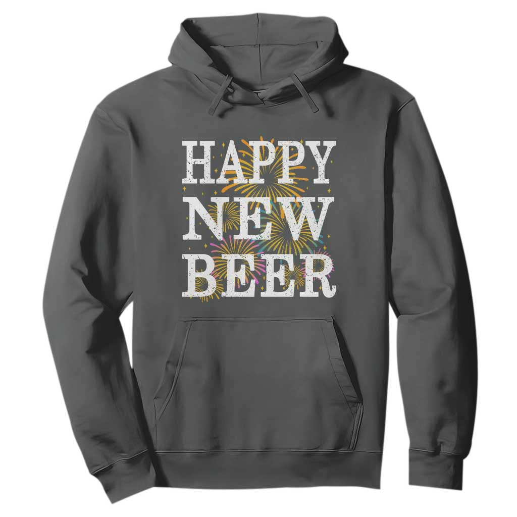 Funny Happy New Beer New Year Hoodie NYE Party Beer Lover Firework TS11 Dark Heather Print Your Wear