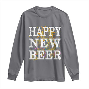 Funny Happy New Beer New Year Long Sleeve Shirt NYE Party Beer Lover Firework TS11 Charcoal Print Your Wear