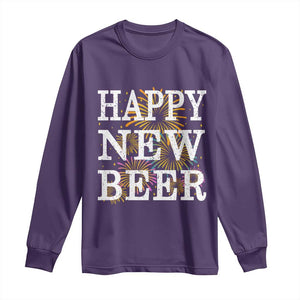 Funny Happy New Beer New Year Long Sleeve Shirt NYE Party Beer Lover Firework TS11 Purple Print Your Wear
