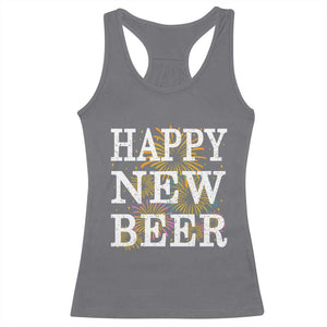 Funny Happy New Beer New Year Racerback Tank Top NYE Party Beer Lover Firework TS11 Charcoal Print Your Wear