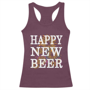 Funny Happy New Beer New Year Racerback Tank Top NYE Party Beer Lover Firework TS11 Maroon Print Your Wear