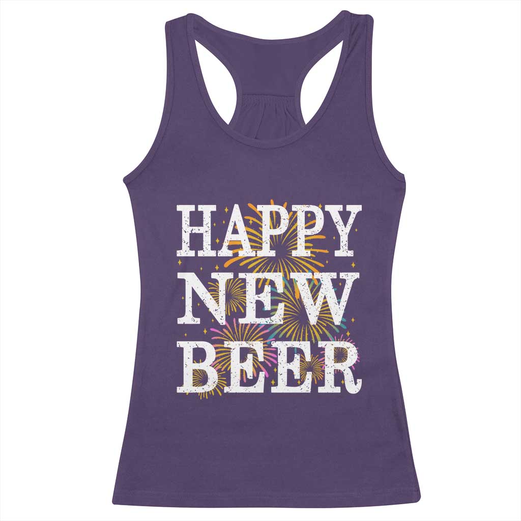 Funny Happy New Beer New Year Racerback Tank Top NYE Party Beer Lover Firework TS11 Purple Print Your Wear
