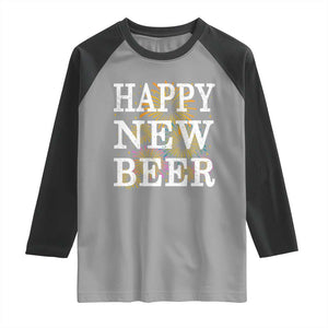 Funny Happy New Beer New Year Raglan Shirt NYE Party Beer Lover Firework TS11 Sport Gray Black Print Your Wear