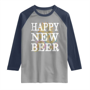 Funny Happy New Beer New Year Raglan Shirt NYE Party Beer Lover Firework TS11 Sport Gray Navy Print Your Wear