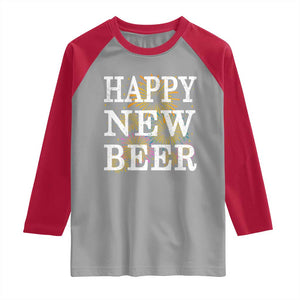 Funny Happy New Beer New Year Raglan Shirt NYE Party Beer Lover Firework TS11 Sport Gray Red Print Your Wear