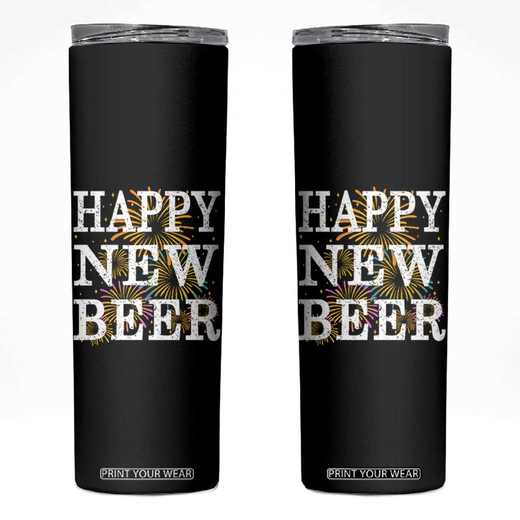 Funny Happy New Beer New Year Skinny Tumbler NYE Party Beer Lover Firework TS11 Black Print Your Wear