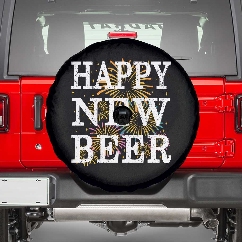 Funny Happy New Beer New Year Spare Tire Cover NYE Party Beer Lover Firework TS11 Black Print Your Wear