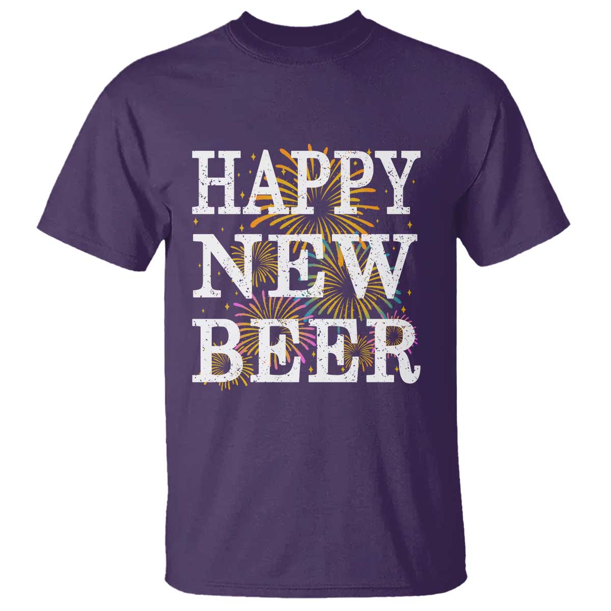 Funny Happy New Beer New Year T Shirt NYE Party Beer Lover Firework TS11 Purple Print Your Wear