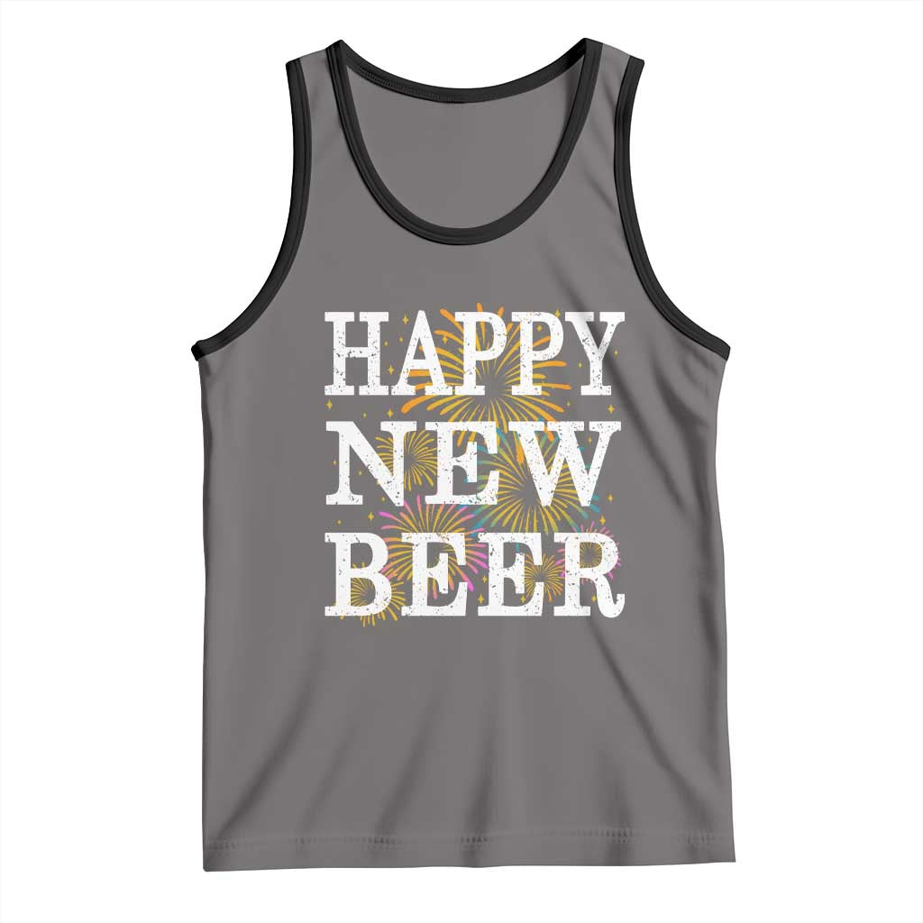 Funny Happy New Beer New Year Tank Top NYE Party Beer Lover Firework TS11 Deep Heather Black Print Your Wear