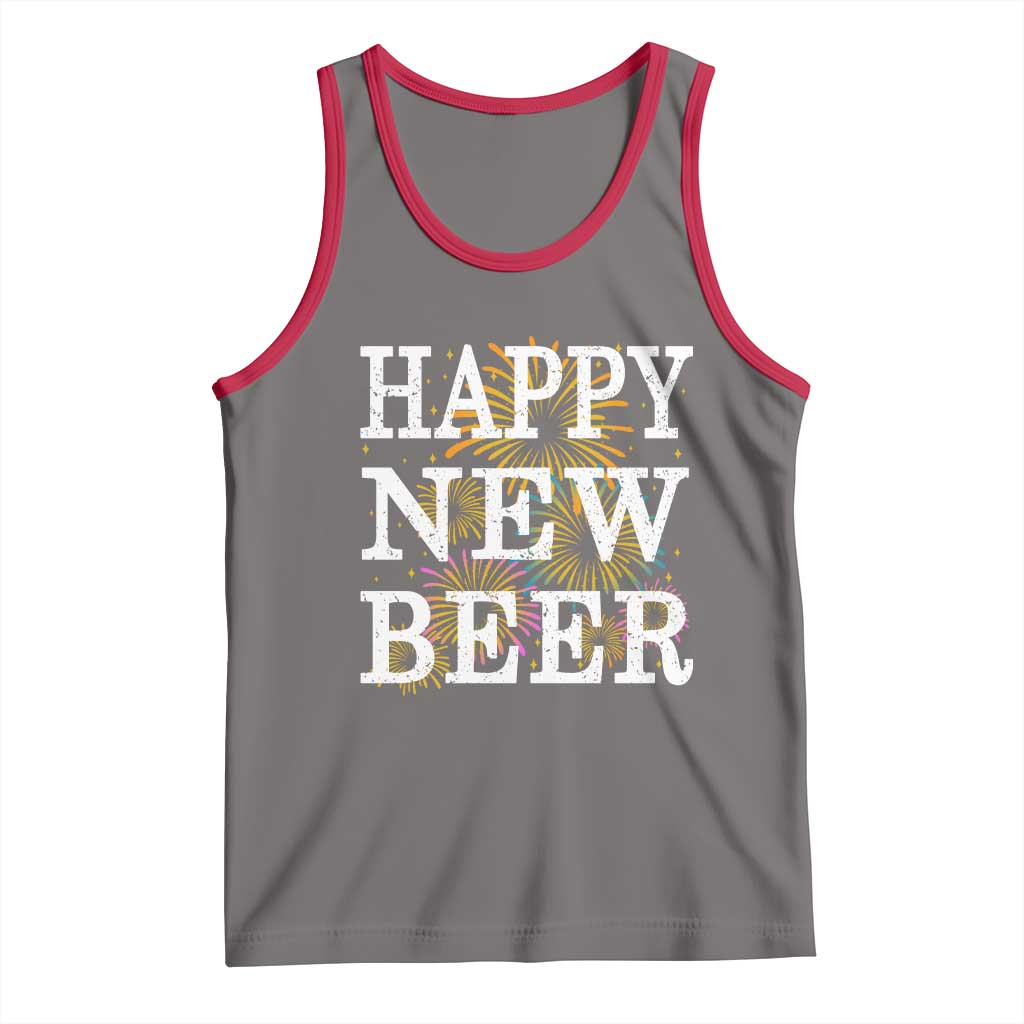 Funny Happy New Beer New Year Tank Top NYE Party Beer Lover Firework TS11 Deep Heather Red Print Your Wear