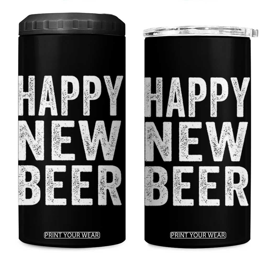 Funny Happy New Beers New Year 4 in 1 Can Cooler Tumbler NYE Party Beer Lover TS11 One Size: 16 oz Black Print Your Wear