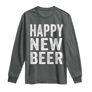 Funny Happy New Beers New Year Long Sleeve Shirt NYE Party Beer Lover TS11 Dark Heather Print Your Wear