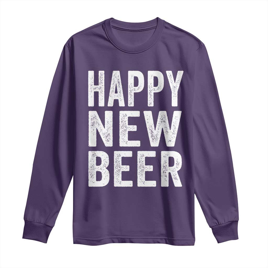 Funny Happy New Beers New Year Long Sleeve Shirt NYE Party Beer Lover TS11 Purple Print Your Wear