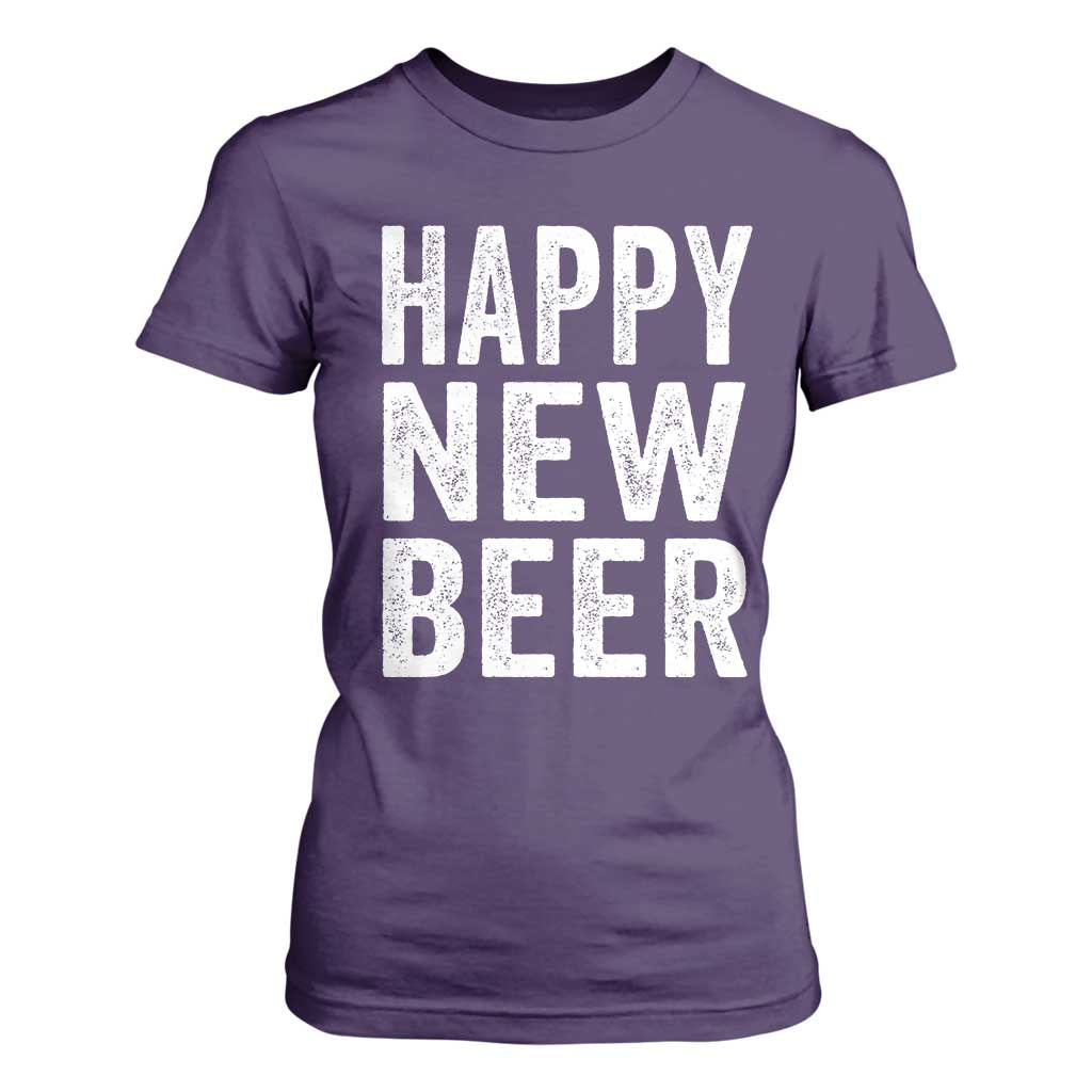 Funny Happy New Beers New Year T Shirt For Women NYE Party Beer Lover TS11 Purple Print Your Wear
