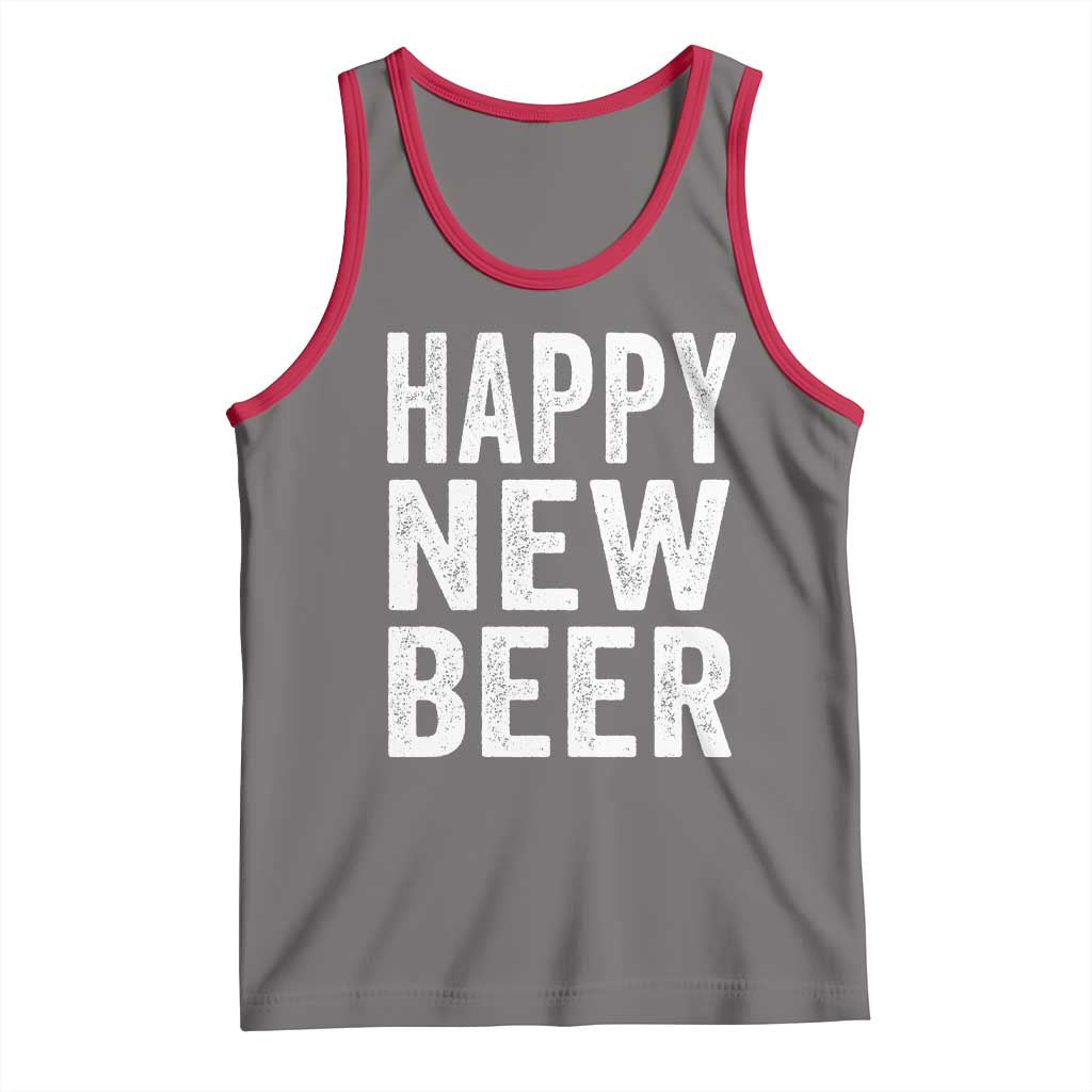 Funny Happy New Beers New Year Tank Top NYE Party Beer Lover TS11 Deep Heather Red Print Your Wear