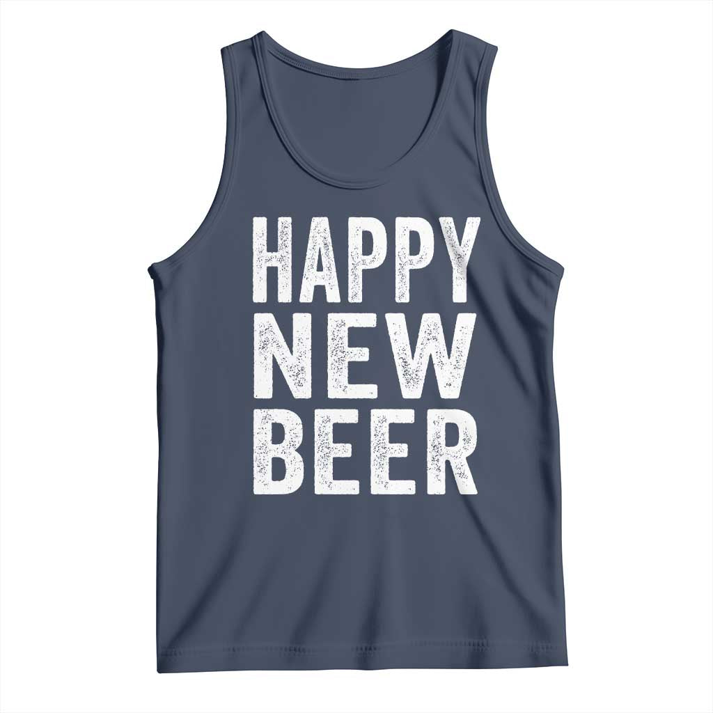 Funny Happy New Beers New Year Tank Top NYE Party Beer Lover TS11 Navy Print Your Wear