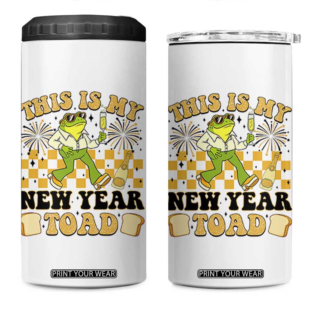 Funny New Years Eve 4 in 1 Can Cooler Tumbler This Is My New Year Toad Frog Pun TS11 One Size: 16 oz White Print Your Wear