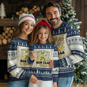 Funny New Years Eve Ugly Christmas Sweater This Is My New Year Toad Frog Pun TS11 Beige Navy Print Your Wear