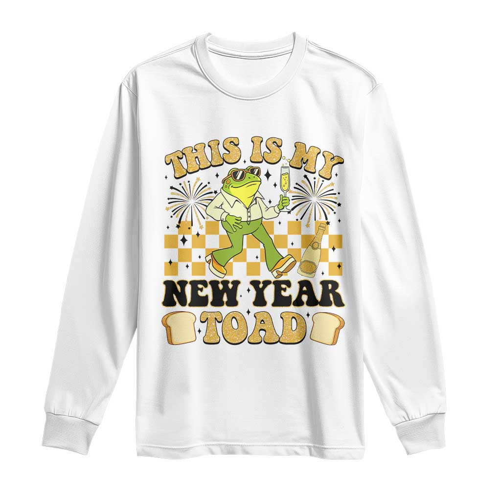 Funny New Years Eve Long Sleeve Shirt This Is My New Year Toad Frog Pun TS11 White Print Your Wear